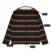 MHL. 595-1169502 WIDE STRIPE DRY JERSEY 長袖Ｔシャツ カットソー ロンＴ チャコールグレー ブラウン レディース エムエイチエル【中古】5-0914M∞