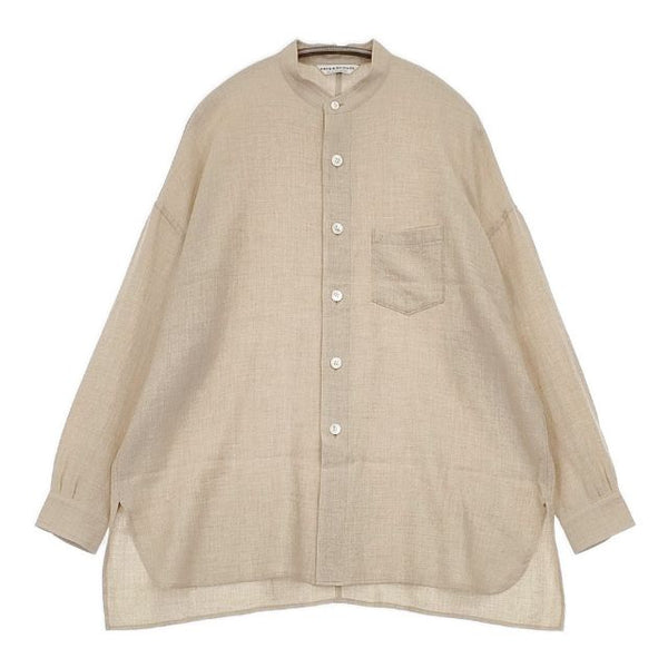 ARTS&SCIENCE ウールシルクキャメル スタンドカラーシャツ 093-U679-370 長袖シャツ ベージュ レディース アーツ&サイエンス【中古】5-0818T∞