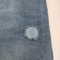 mina perhonen always 9分丈ロールアップデニム 38 リメイク加工 刺繍 dn4115 デニムパンツ ブルー レディース ミナペルホネン【中古】5-0415G♪