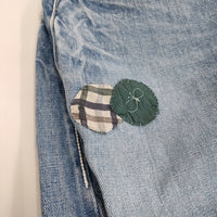 mina perhonen always リメイク加工 ma4115 サイズ38 コットンリネン デニムパンツ ブルー レディース ミナペルホネン【中古】5-0415G♪