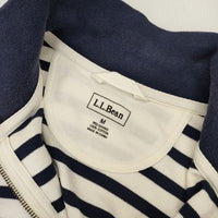 L.L.Bean ハーフジップ ボーダー 長袖 コットン カットソー オフホワイト ネイビー レディース エルエルビーン【中古】5-0914M∞