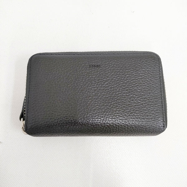 irose ラウンドファスナー 二つ折り レザー POP-UP MINI WALLET コインケース ブラック レディース イロセ【中古】5-0522G◎