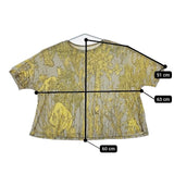 JURGEN LEHL J0192UB901 サボテン×動物 リネン 日本製 半袖Ｔシャツ カットソー グレー イエロー レディース ヨーガンレール【中古】5-0604S∞