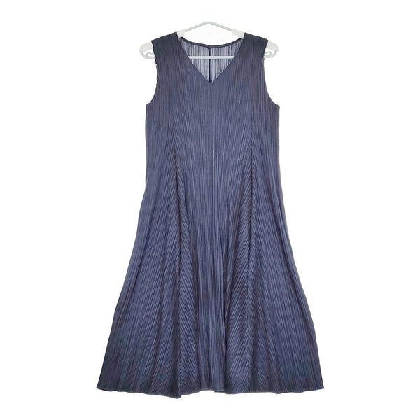 PLEATS PLEASE ISSEY MIYAKE PP13-JH464 サイズ2 Vネック ノースリーブ ワンピース ネイビー レディース プリーツプリーズ【中古】5-0415S♪