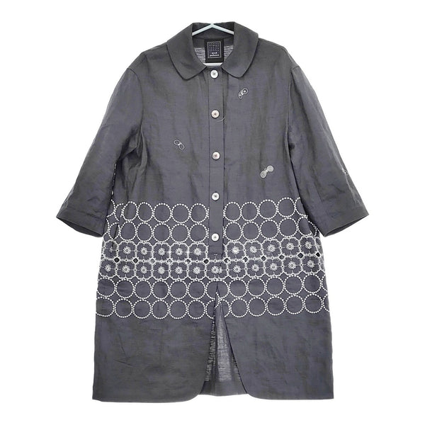 mina perhonen ami acs6764 サイズ36 定価110000円 リネンステンカラーコート 24SS チャコールグレー レディース ミナペルホネン【中古】5-0415M♪