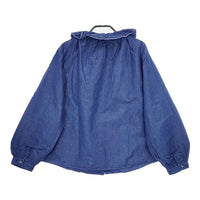 nest Robe 01194-1346 コットンリネン フリルカラー インディゴ ブラウス シャツ ブルー レディース ネストローブ【中古】5-0616M∞