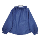 nest Robe 01194-1346 コットンリネン フリルカラー インディゴ ブラウス シャツ ブルー レディース ネストローブ【中古】5-0616M∞