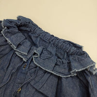 nest Robe 01194-1346 コットンリネン フリルカラー インディゴ ブラウス シャツ ブルー レディース ネストローブ【中古】5-0616M∞