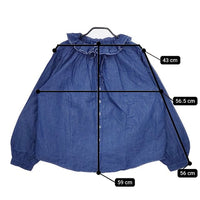 nest Robe 01194-1346 コットンリネン フリルカラー インディゴ ブラウス シャツ ブルー レディース ネストローブ【中古】5-0616M∞
