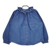nest Robe 01194-1346 フリルカラー コットンリネン インディゴ ブラウス シャツ ブルー レディース ネストローブ【中古】5-0616M∞