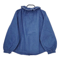 nest Robe 01194-1346 フリルカラー コットンリネン インディゴ ブラウス シャツ ブルー レディース ネストローブ【中古】5-0616M∞