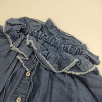 nest Robe 01194-1346 フリルカラー コットンリネン インディゴ ブラウス シャツ ブルー レディース ネストローブ【中古】5-0616M∞