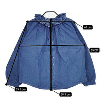 nest Robe 01194-1346 フリルカラー コットンリネン インディゴ ブラウス シャツ ブルー レディース ネストローブ【中古】5-0616M∞