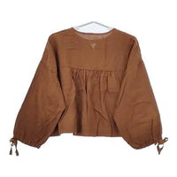 nest Robe 01213-1111 リネン超撥水ギャザースリーブショートシャツ ブラウス シャツ 21AW ブラウン レディース ネストローブ【中古】5-0616M∞