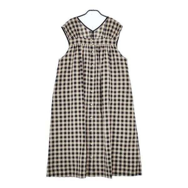 nest Robe 01232-1366 コットンリネンワッシャーギンガムワンピース 定価27500円 ワンピース 23SS ベージュ レディース ネストローブ【中古】5-0604S∞
