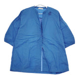 pousse コットン 刺繍 シャツ ノーカラージャケット ブルー レディース プゥス【中古】5-0509M♪