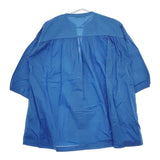 pousse コットン 刺繍 シャツ ノーカラージャケット ブルー レディース プゥス【中古】5-0509M♪