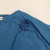 pousse コットン 刺繍 シャツ ノーカラージャケット ブルー レディース プゥス【中古】5-0509M♪