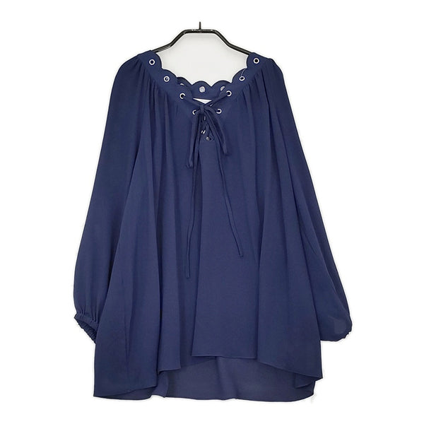 Michael Kors 新品 レースアップ チュニック サイズM ブラウス シャツ ネイビー レディース マイケルコース【中古】5-0509M♪
