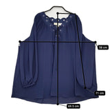 Michael Kors 新品 レースアップ チュニック サイズM ブラウス シャツ ネイビー レディース マイケルコース【中古】5-0509M♪