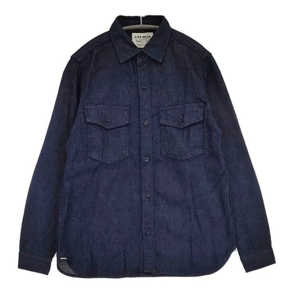 YAECA LIKE WEAR RELAX コットン リネン 151063 インディゴ デニム 長袖シャツ ネイビー レディース ヤエカ【中古】5-0914M∞