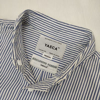 YAECA コンフォートシャツ 161051 ストライプ コットン M スナップボタン 長袖シャツ ホワイト ブルー レディース ヤエカ【中古】5-0820M∞