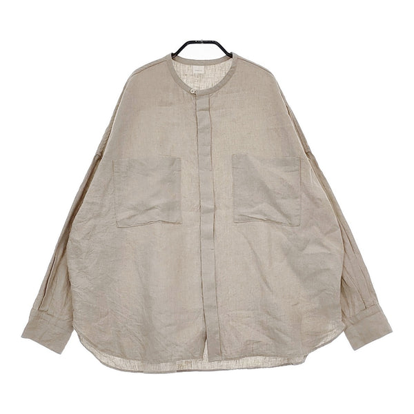 かぐれ リネンWポケットワイドシャツ GAA4-23M011 定価17600円 ノーカラー ブラウス シャツ 25SS ベージュ レディース かぐれ【中古】5-0415M♪