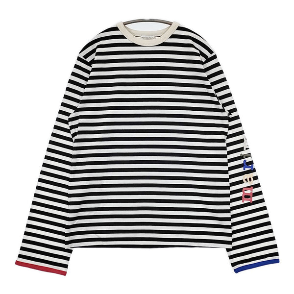 marimekko 新品 kioski サイズXS 配色 コットン ロゴ 長袖Ｔシャツ カットソー ロンＴ ブラック ホワイト レディース マリメッコ【中古】5-1021M△