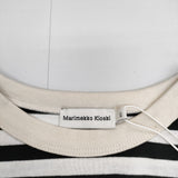 marimekko 新品 kioski サイズXS 配色 コットン ロゴ 長袖Ｔシャツ カットソー ロンＴ ブラック ホワイト レディース マリメッコ【中古】5-1021M△
