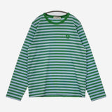 marimekko 新品 kioski ボーダー サイズXS コットン 長袖Ｔシャツ カットソー ロンＴ グリーン ライトブルー レディース マリメッコ【中古】5-1021M△