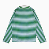 marimekko 新品 kioski ボーダー サイズXS コットン 長袖Ｔシャツ カットソー ロンＴ グリーン ライトブルー レディース マリメッコ【中古】5-1021M△