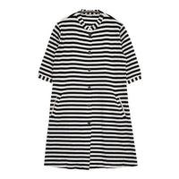 marimekko ボーダー 五分袖 ワンピース ホワイト ブラック レディース マリメッコ【中古】5-0830M∞