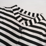 marimekko ボーダー 五分袖 ワンピース ホワイト ブラック レディース マリメッコ【中古】5-0830M∞