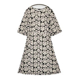 marimekko 新品 ウニッコ Unikko 五分袖 ドレス XS ワンピース ベージュ ブラック ピンク レディース マリメッコ【中古】5-0820S∞