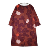 marimekko コットン 36 長袖ドレス ワンピース ブラウン系 ワインレッド レディース マリメッコ【中古】5-0820M∞