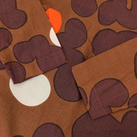marimekko コットン 36 長袖ドレス ワンピース ブラウン系 ワインレッド レディース マリメッコ【中古】5-0820M∞