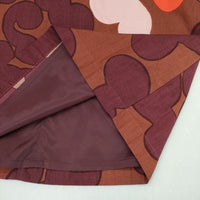 marimekko コットン 36 長袖ドレス ワンピース ブラウン系 ワインレッド レディース マリメッコ【中古】5-0820M∞