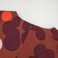 marimekko コットン 36 長袖ドレス ワンピース ブラウン系 ワインレッド レディース マリメッコ【中古】5-0820M∞