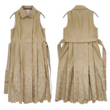 ELISA 29104021 フラワー刺繍 花 カットワーク 日本製 サイズ1 トレンチコート ベージュ レディース エリザ【中古】5-1021M△