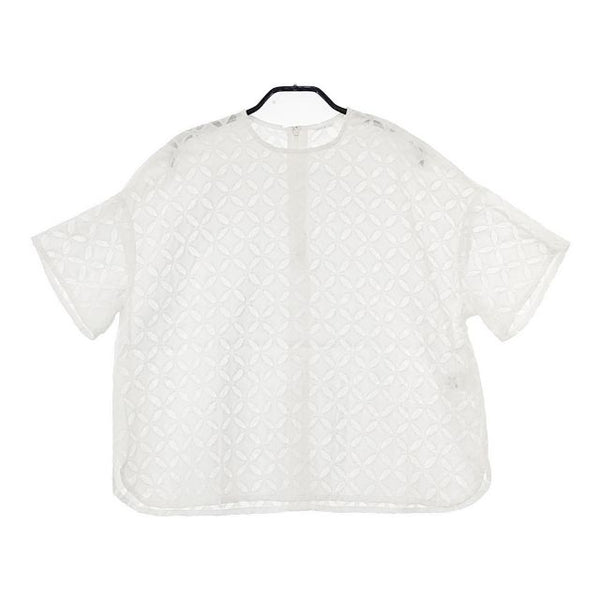 R&D.M.Co- C.F.A PULLOVER SHIRT サークルフラワーアップリケプルオーバーシャツ 定価50600円 ブラウス シャツ ホワイト レディース オールドマンズテーラー【中古】5-0604S∞