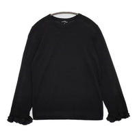 tricot COMME des GARCONS 袖フリル 異素材切り替え 長袖Ｔシャツ カットソー ロンＴ AD2019 ブラック レディース トリココムデギャルソン【中古】5-0820M∞