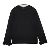 tricot COMME des GARCONS 袖フリル 異素材切り替え 長袖Ｔシャツ カットソー ロンＴ AD2019 ブラック レディース トリココムデギャルソン【中古】5-0820M∞