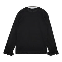 tricot COMME des GARCONS 袖フリル 異素材切り替え 長袖Ｔシャツ カットソー ロンＴ AD2019 ブラック レディース トリココムデギャルソン【中古】5-0820M∞