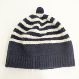 R&D.M.Co- ボーダー ポンポン付き 帽子 ニット帽 ニットキャップ ネイビー ホワイト レディース オールドマンズテーラー【中古】5-1014T◎