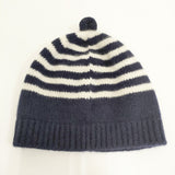 R&D.M.Co- ボーダー ポンポン付き 帽子 ニット帽 ニットキャップ ネイビー ホワイト レディース オールドマンズテーラー【中古】5-1014T◎