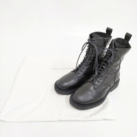 FABIO RUSCONI レザー レースアップ ジップ サイズ36 ブーツ ブラック レディース ファビオルスコーニ【中古】5-0908G◎