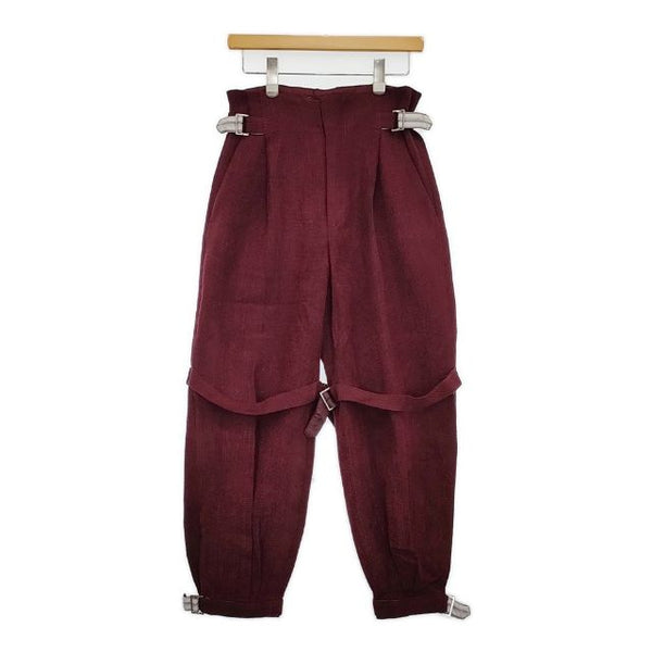 fumika uchida MOLE DOBBY BELTED SLACKS 定価74800円 　FU-K-PT004 パンツ ワインレッド レディース フミカウチダ【中古】5-0820G∞