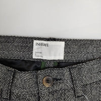 INHERIT ウール混 サイズ48 ランダムヘリンボーン パンツ グレー メンズ インヘリット【中古】5-0825T∞