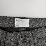 INHERIT ウール混 サイズ48 ランダムヘリンボーン パンツ グレー メンズ インヘリット【中古】5-0825T∞
