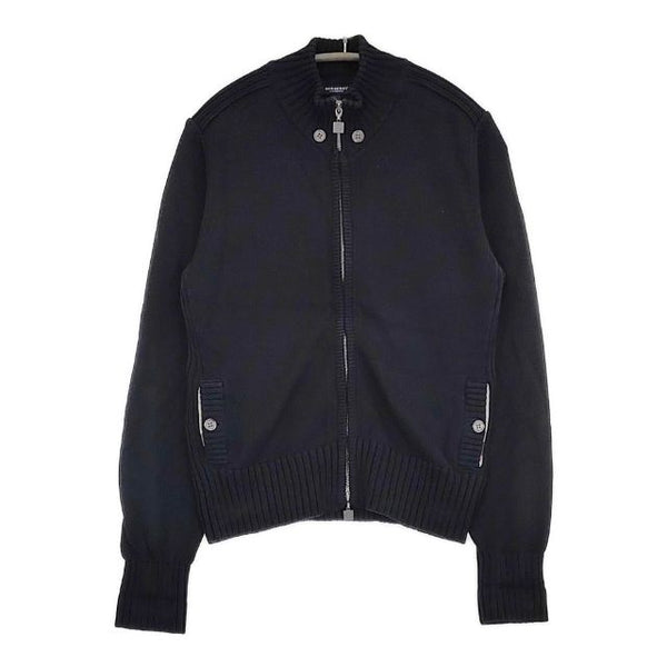 BURBERRY LONDON ジップアップ ニットブルゾン サイズ2 コットン セーター ニット ブラック レディース バーバリーロンドン【中古】5-0816M∞
